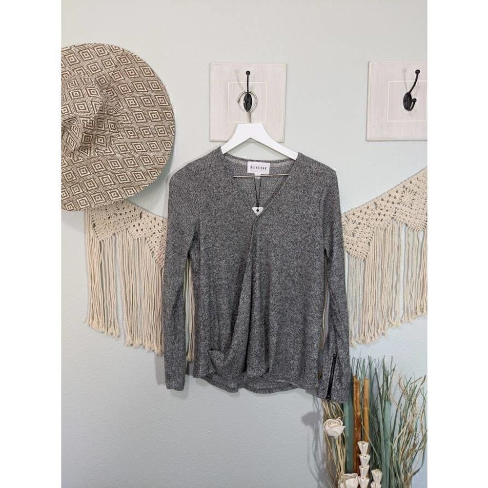 Olive + Oak Heather Grey Zipper Sweater